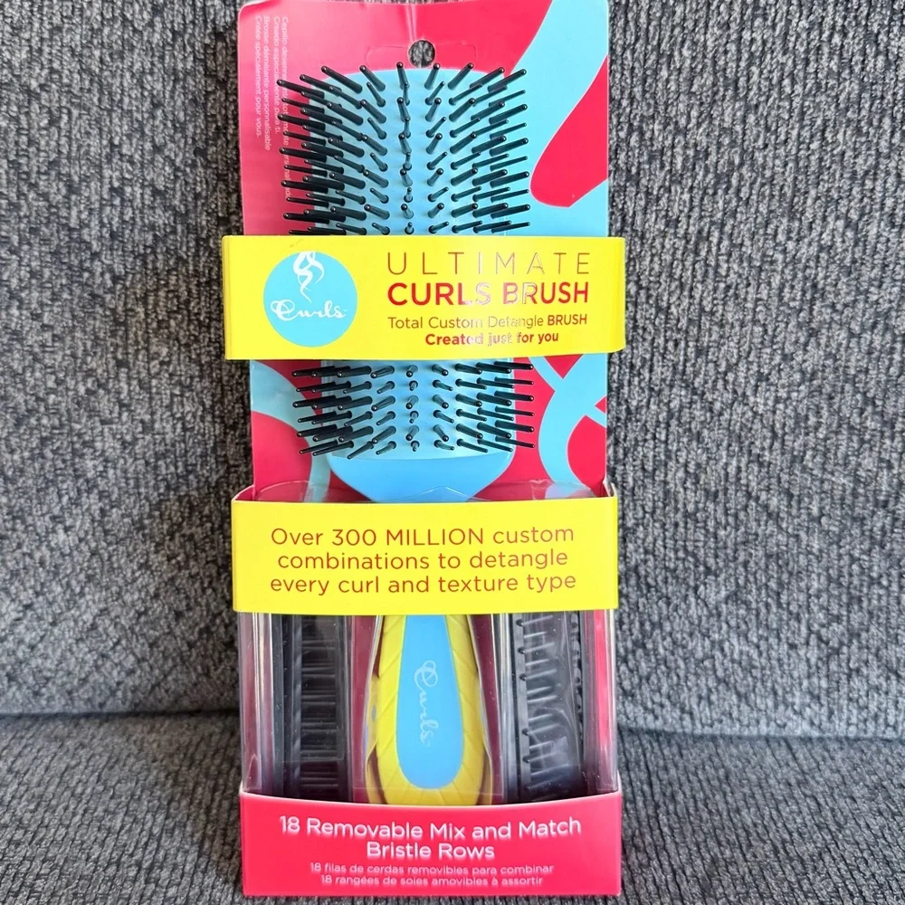 Curls Ultimate Detangler Hair  BrushBlue/Yellow Lightweight All Hairtypes- NWT